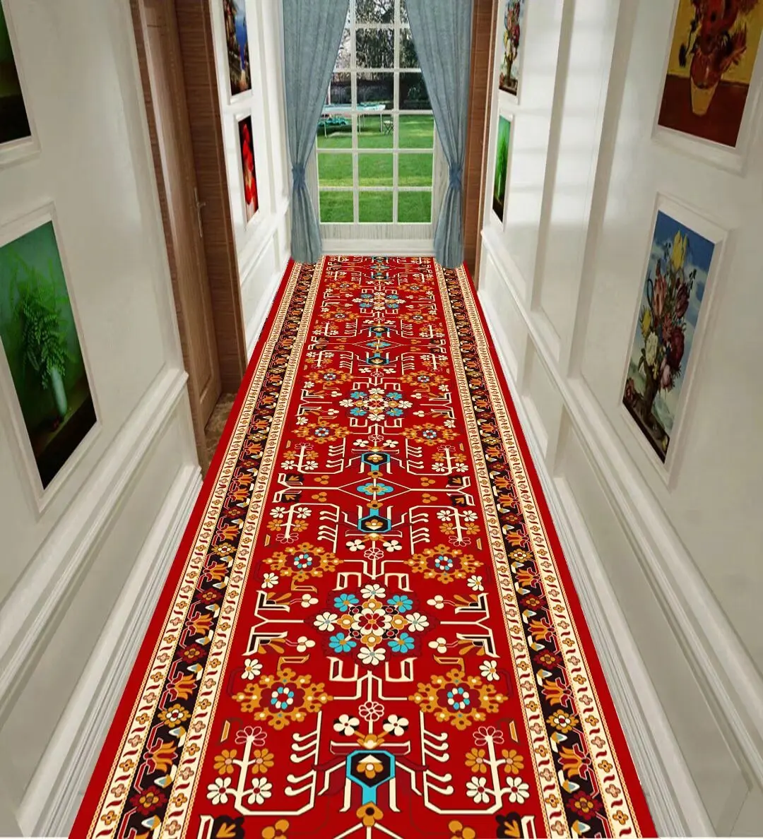 Bohemian Geometric Non-slip Long Corridor Carpet Home Decoration Luxury Soft Hall Runner Rug Easy Clean Lint-free Doorway Mat