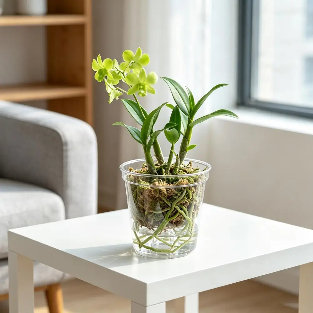 Clear Orchid Pot With Drainage Holes, Plastic Phalaenopsis Planter, Root Control Plant Pot For Butterfly Orchid Healthy Root