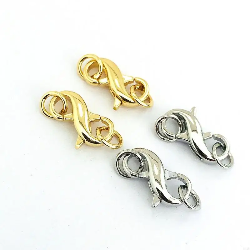 193E 3x Practical Double Opening Lobster Claw Clasps Lock Necklace Bracelet Connector with Jump Rings for DIY Jewelry Crafts