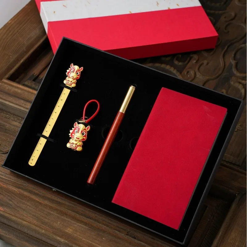 Year of Horse Corporate Gift Box Engraved Brass Bookmark USB Keychain Pendant Chinese Style New Year Souvenir forBusiness Client