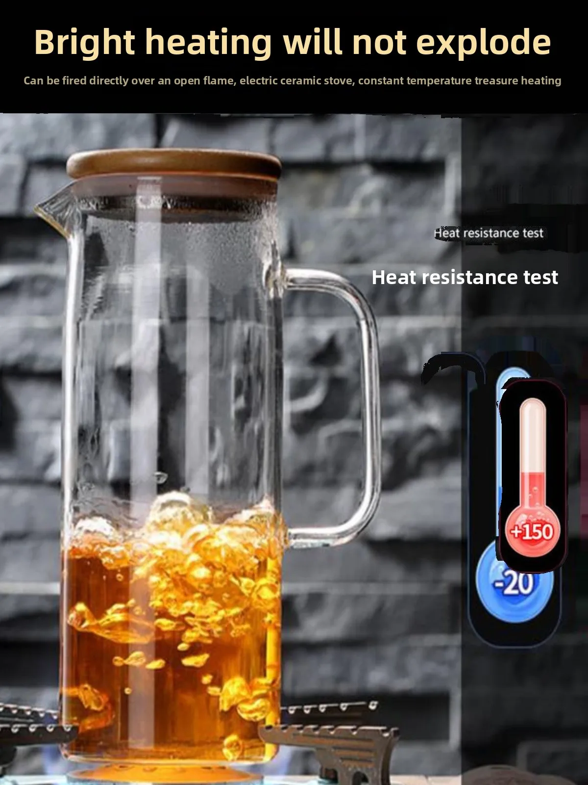 

Thiened Glass Cold Water Pot High Temperature Resistant Cooling Cup Large Capaci Juice Cup with Lid for Hot Water Storage