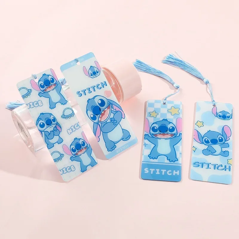 Cute Disney Blue Stitch Creative Bookmark with Tassel Cartoon Anime Trendy Bookmark Book Lovers Bibliophile Kawaii Holiday Gifts