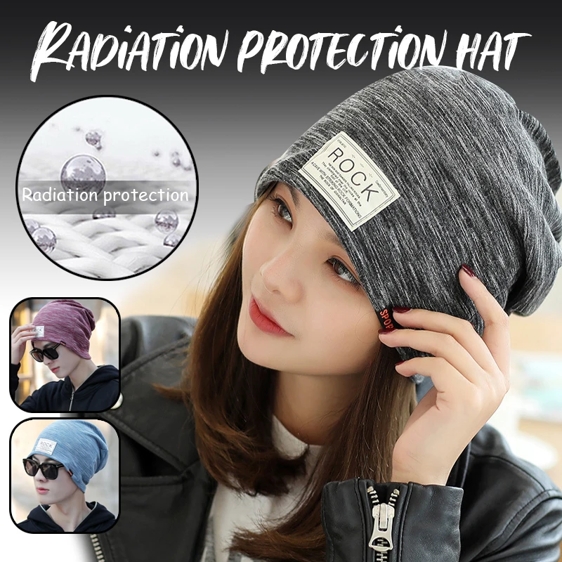 

Silver Fiber Anti Radiation Cap Mobile Phone Computer Electromagnetic Wave Shielding EMF Protection Hat Rfid/RF Block Beanies