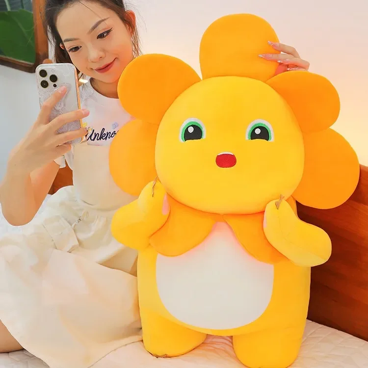 Kawaii عباد الشمس Nailong ألعاب من نسيج مخملي الكرتون ابتسامة ديناصور سخيفة لطيف محشوة أنيمي أريكة وسادة غرفة ديكور للأطفال هدية عيد ميلاد