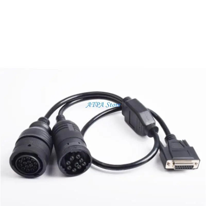 U13C Professional Excavator Diagnostic Tool Cable Connector Line For 9 Pin 14 Pin Port Easy Installation ABS Black 457-6114