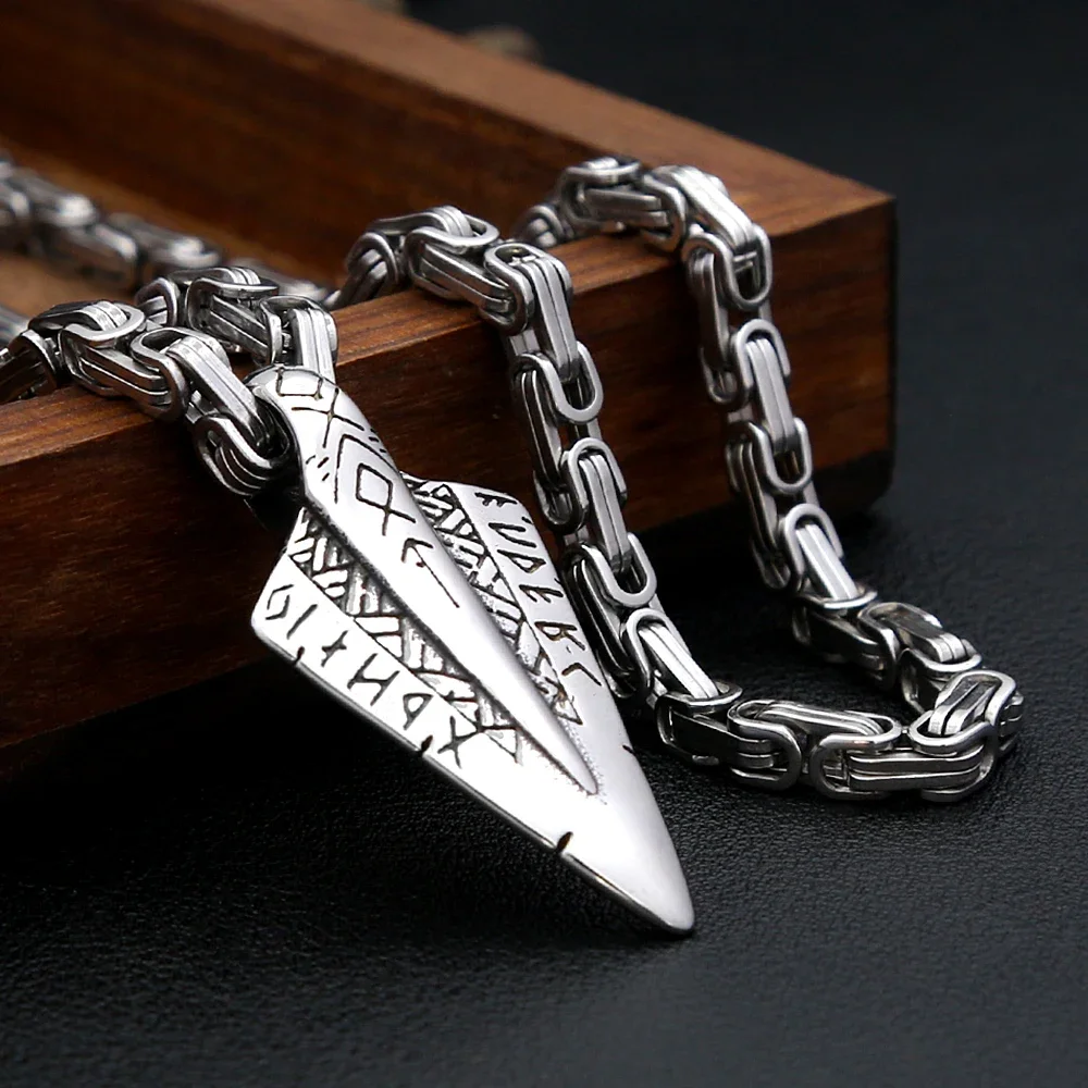 Fashion Vintage Viking Spear Pendant Stainless Steel Norse Rune necklaces For Men Women Unique Amulet Jewelry Gift Dropshipping