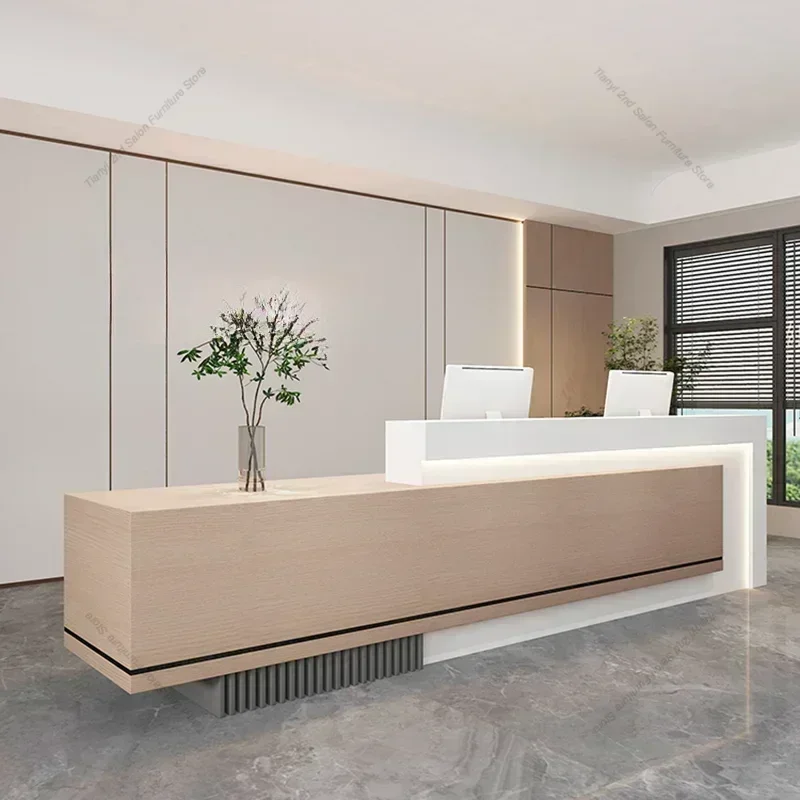 Estilo italiano salão de beleza mesas de recepção luxo moderno loja de roupas mesas de recepção designer móveis de escritório recepção hbrd