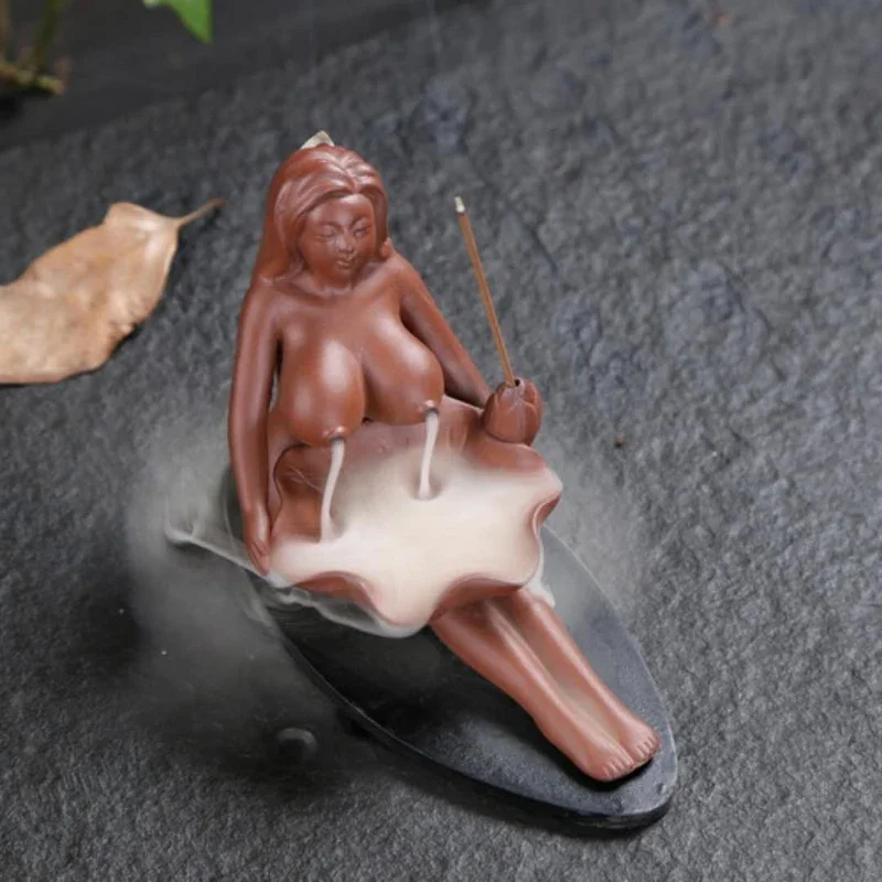 Purple Sand Teahouse Bacflow Incense Burners Ceramic Crafts Incense Waterfall Cone Censer Stick Holders for Home Decor Ornaments