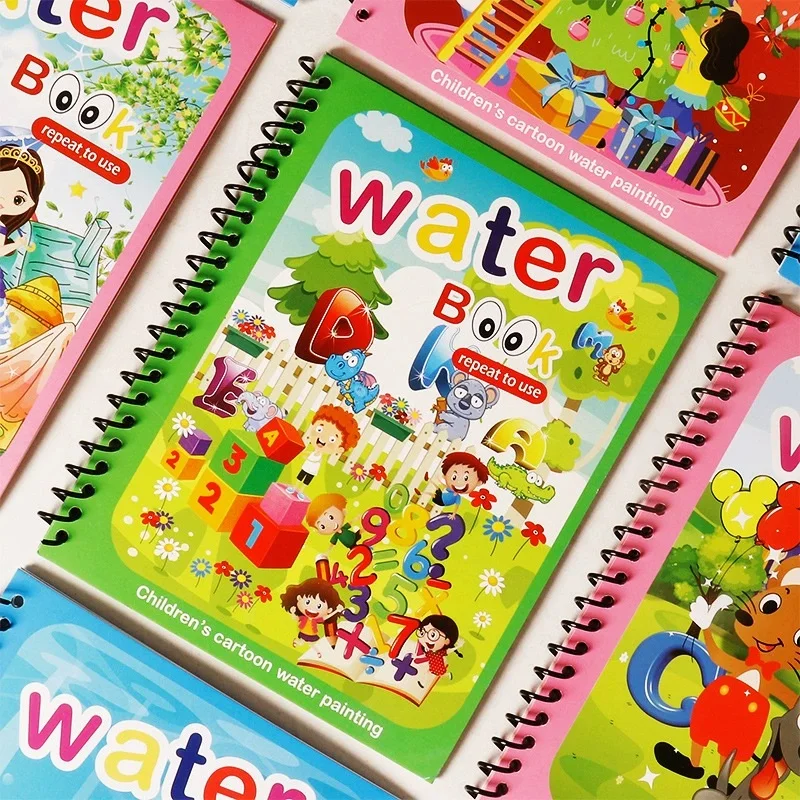 Giocattoli Montessori per bambini Libri di disegno ad acqua magica Giocattoli di pittura Libri da colorare riutilizzabili con penna Giocattoli educativi per regalo per bambini