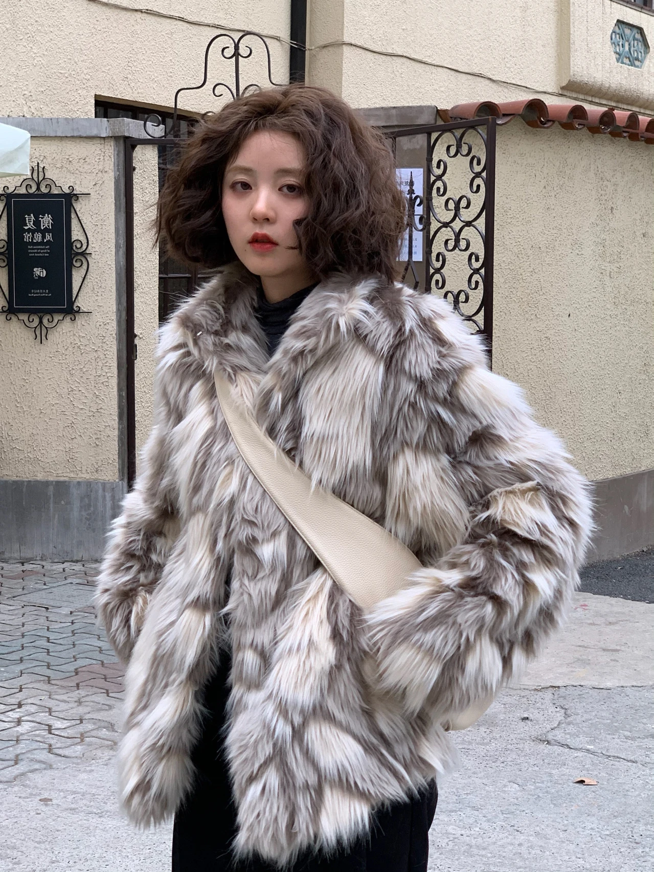 

2025 New Retro Korean Sle ort Thiened Fur Coat Women's Eco-Friendly Artificial Leather Jaet Commute Faion