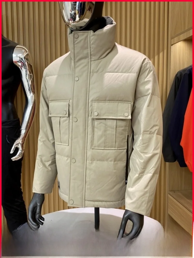 

Мужская повседневная пуховая одежда Jaet с воротником-стойкой Du Feather Filled, новая зимняя легкая рабочая одежда с большой застежкой-молнией, теплая и ...