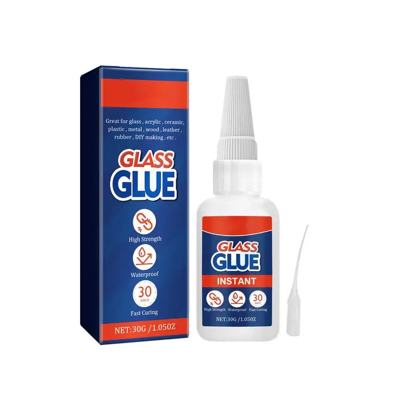 Glass Adhesive Glue Instant Bonding Ceramic Glue For Glass To Glass Tip Applicator 30G Long-Lasting Glass Glue For Jewelry