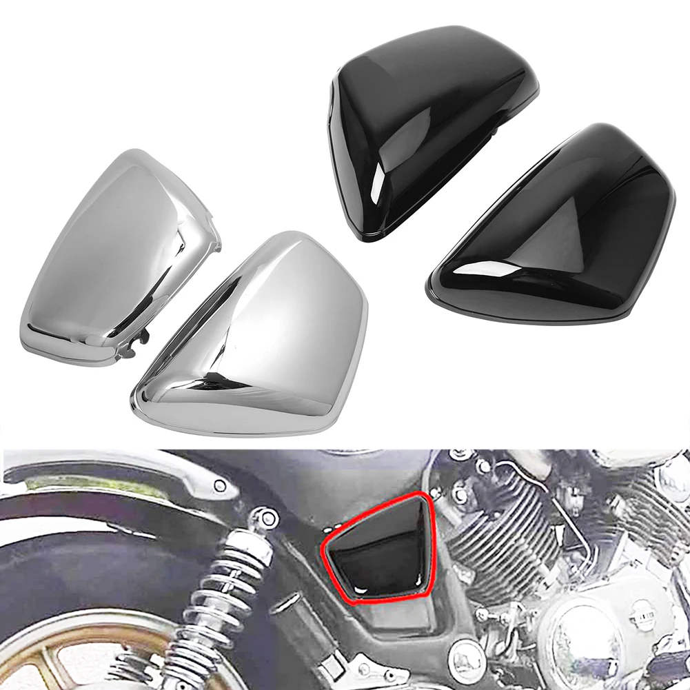 

Motorcycle Gloss Black/Chrome Battery Side Fairing Cover For Yamaha 700 750 1000 1100 Virago 1984-Up