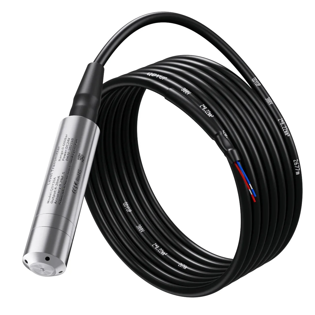 جهاز إرسال مستشعر مستوى السائل 1-5 متر عمق 4-20mA 0-10 فولت 0-5 فولت مسبار غاطس كاشف ارتفاع السائل الهيدروستاتيكي لخزان المياه #4