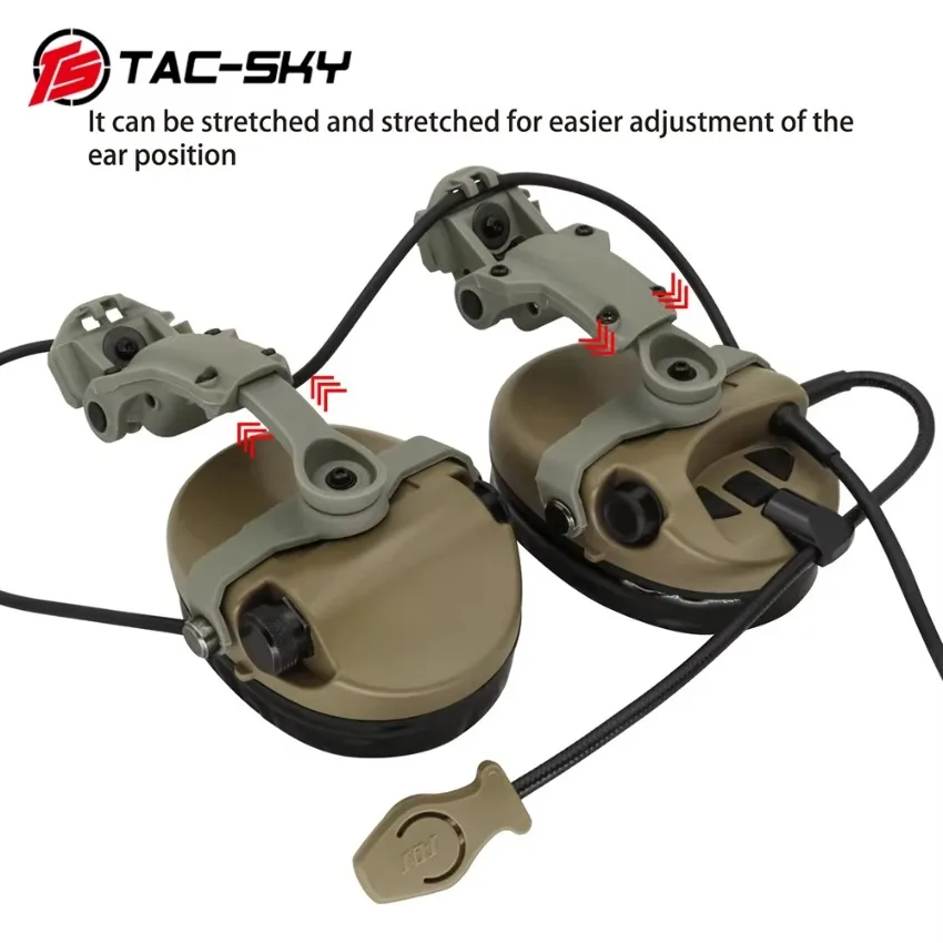 TS TAC-SKY DulMédiateur set MLOK Adaptateur de rail prompt ket Casque Sordin Version cache-oreilles en silicone pour la chasse en plein air Airsoft dehors