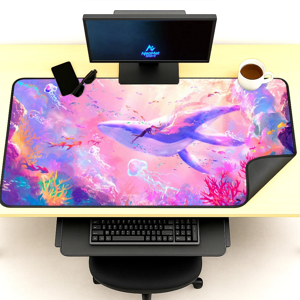 Gaming Accessories Pink - 오션 데스크매트 대형 게이밍 핑크 코랄