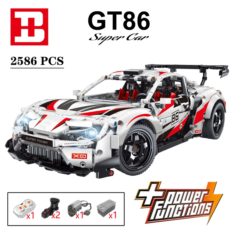 

New 2586pcs 1:10 MOC Technical RC Sports Car GT86 Building Blocks Model City Racing Bricks Toys for Boys Birthday Gift Set