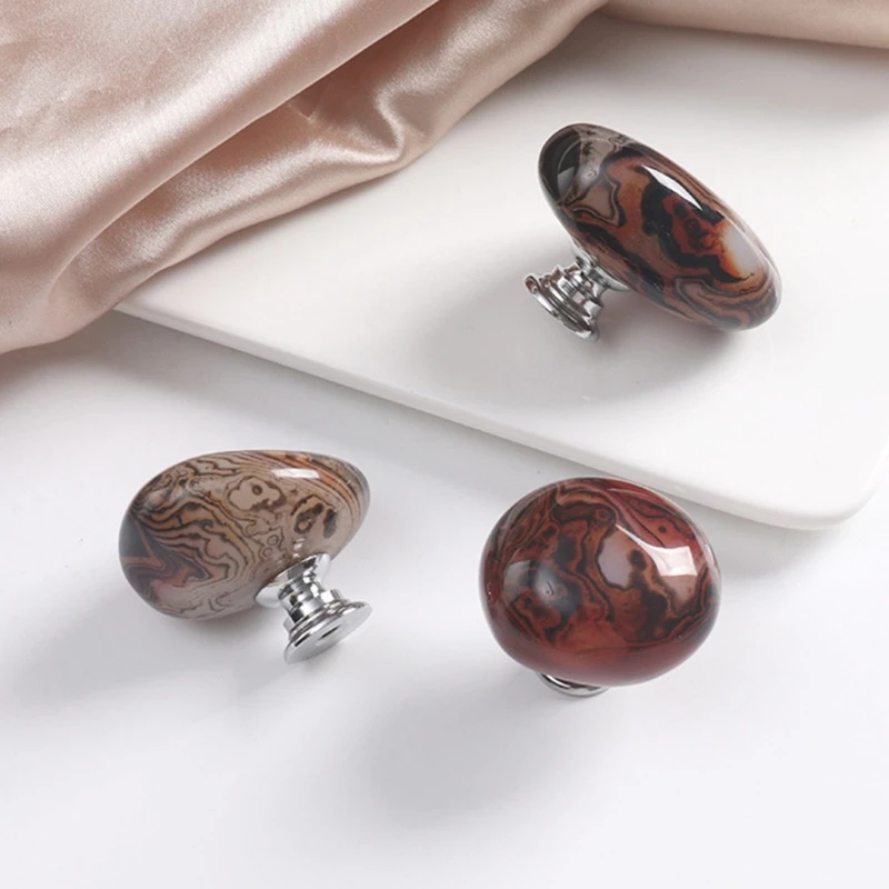 3Pcs Stone Cabinet Knob Drawer Pulls Furniture Handle Easily Install