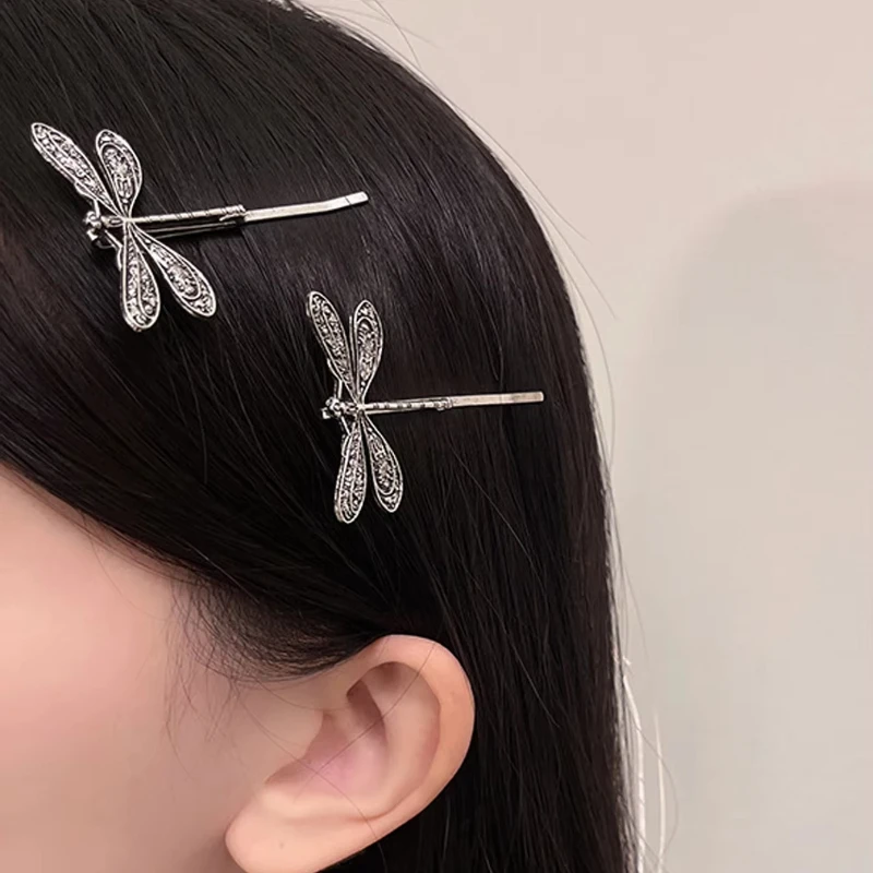 กิ๊บติดผมรูปแมลงปอสไตล์วินเทจ ชุด 2 ชิ้น สำหรับผู้หญิงและเด็กผู้หญิง เครื่องประดับผมสำหรับติดผมด้านข้างและหน้าม้า