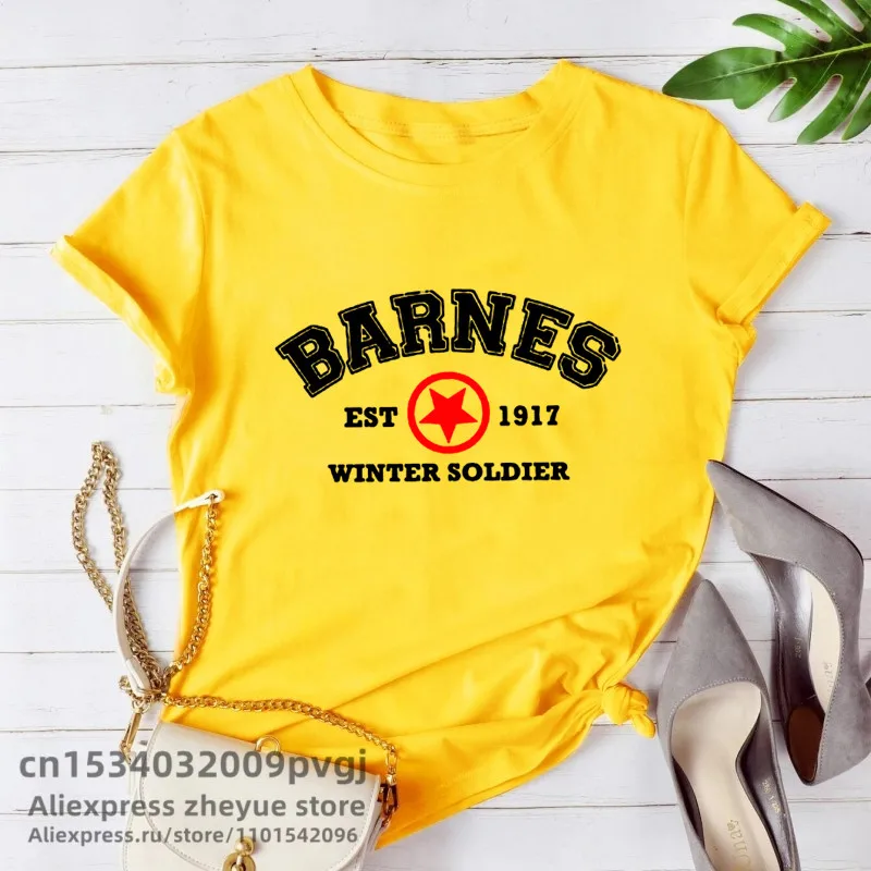 Barnes 1917 T Shirts Women Summer Vintage Winter Soldier Bucky Barnes Short Sleeve T-Shirt Women Short Sleeve Tee Shirts