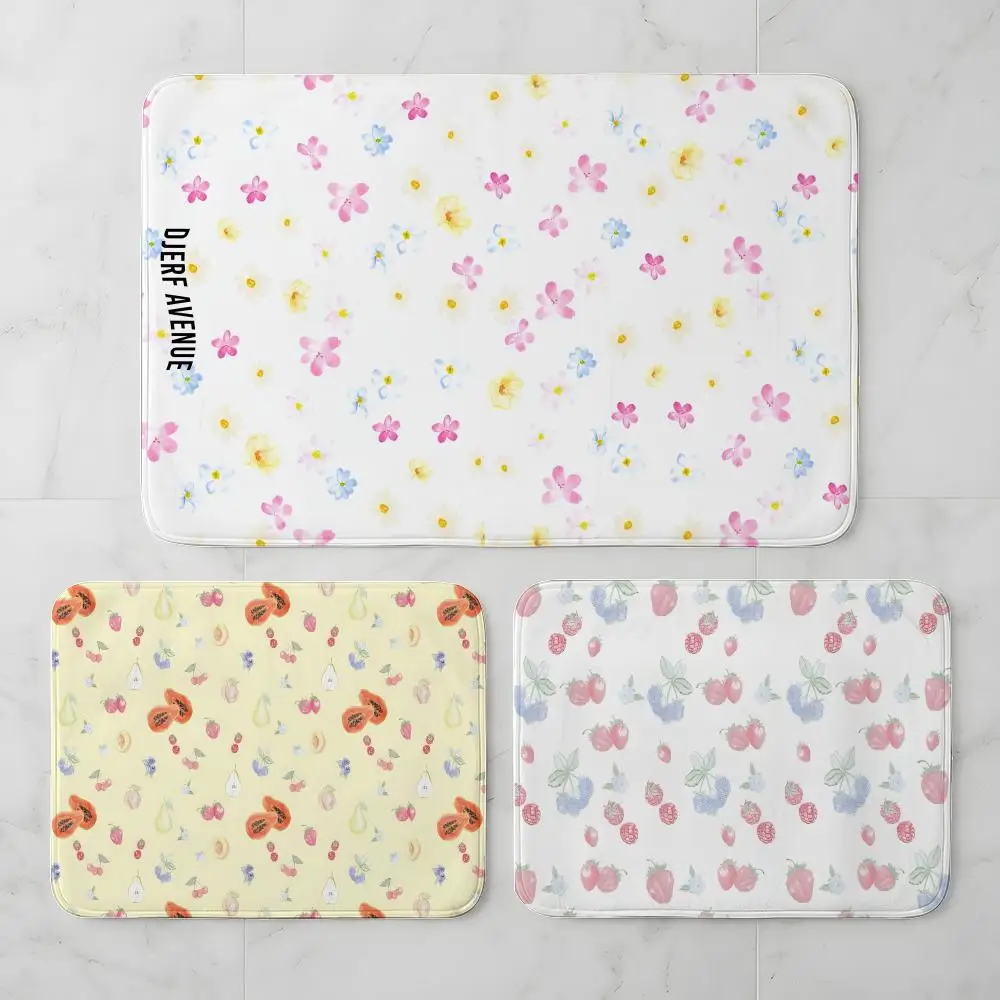 

Djerf Summer BerriesS Print Avenue Floor Mat Cozy Flannel Soft Thick Non-Slip Mat For Living Room Bedroom Kitchen Decor Rugs