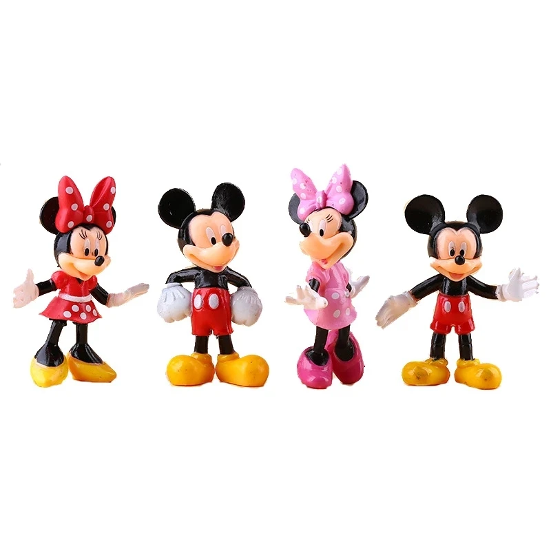 Disney Anime 4pcs/set MICKEYs & Minnie Mouse Cartoon pvc action figure toys doll Children toys for kids