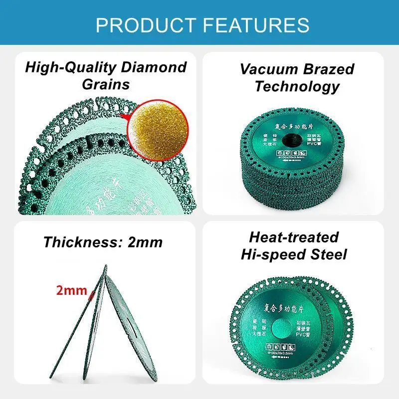 100mm Metal Cutting Disc 4inch Diamond Saw Blade Cut Off Wheels Multifunctional Rebar Metal Iron Stainless Steel Grinding Disc