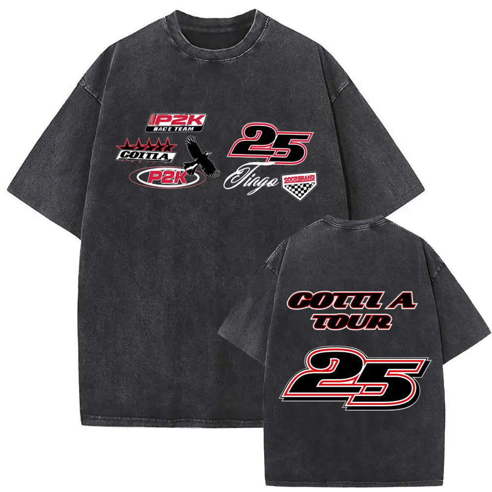 Camiseta Vintage Lavada de Tiago PZK Gotti A Tour 2026, Ropa para Hombre, Camiseta Oversize de Hip Hop, Camisetas Casuales de Moda para Hombre