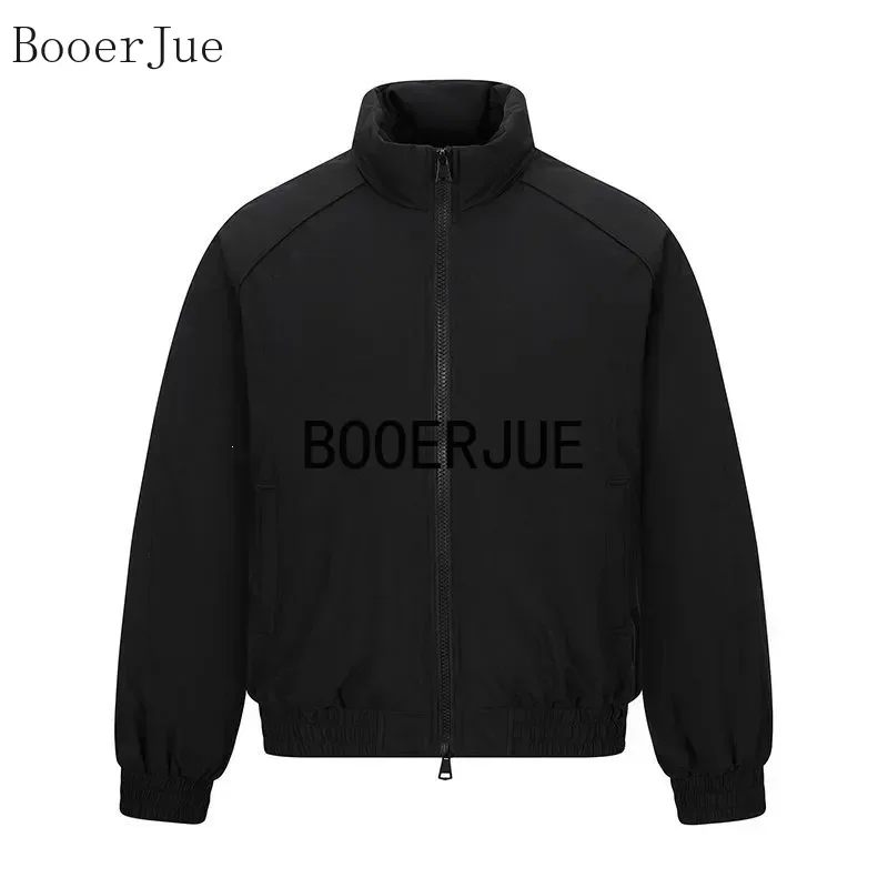 Men Winter Bread Cotton Jacket Stand Collar Loose Casual Outdoor Warm Cold-proof Coat Camping Fishing Windproof Lightweight