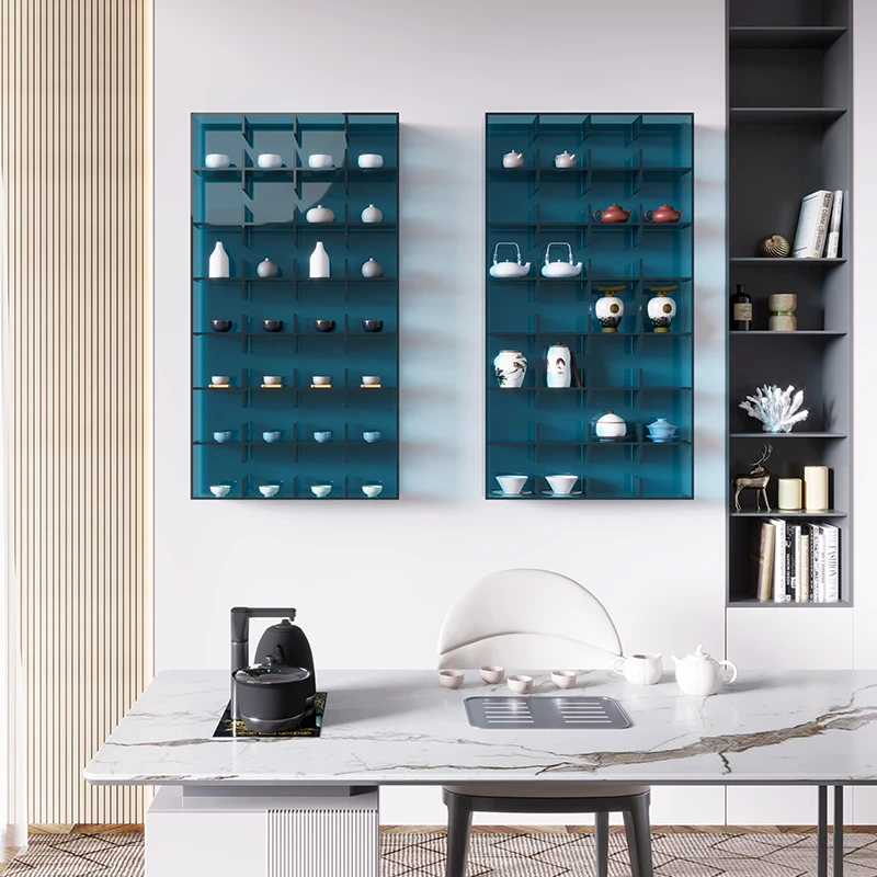 

Teacup rack Acrylic Bogu rack Wall-mounted upper wall Teapot display rack Simple modern Duobao Pavilion partition
