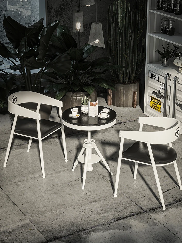 Table and chair combination Industrial style dessert Hamburg Snack bar Cafe booth Iron dining furniture