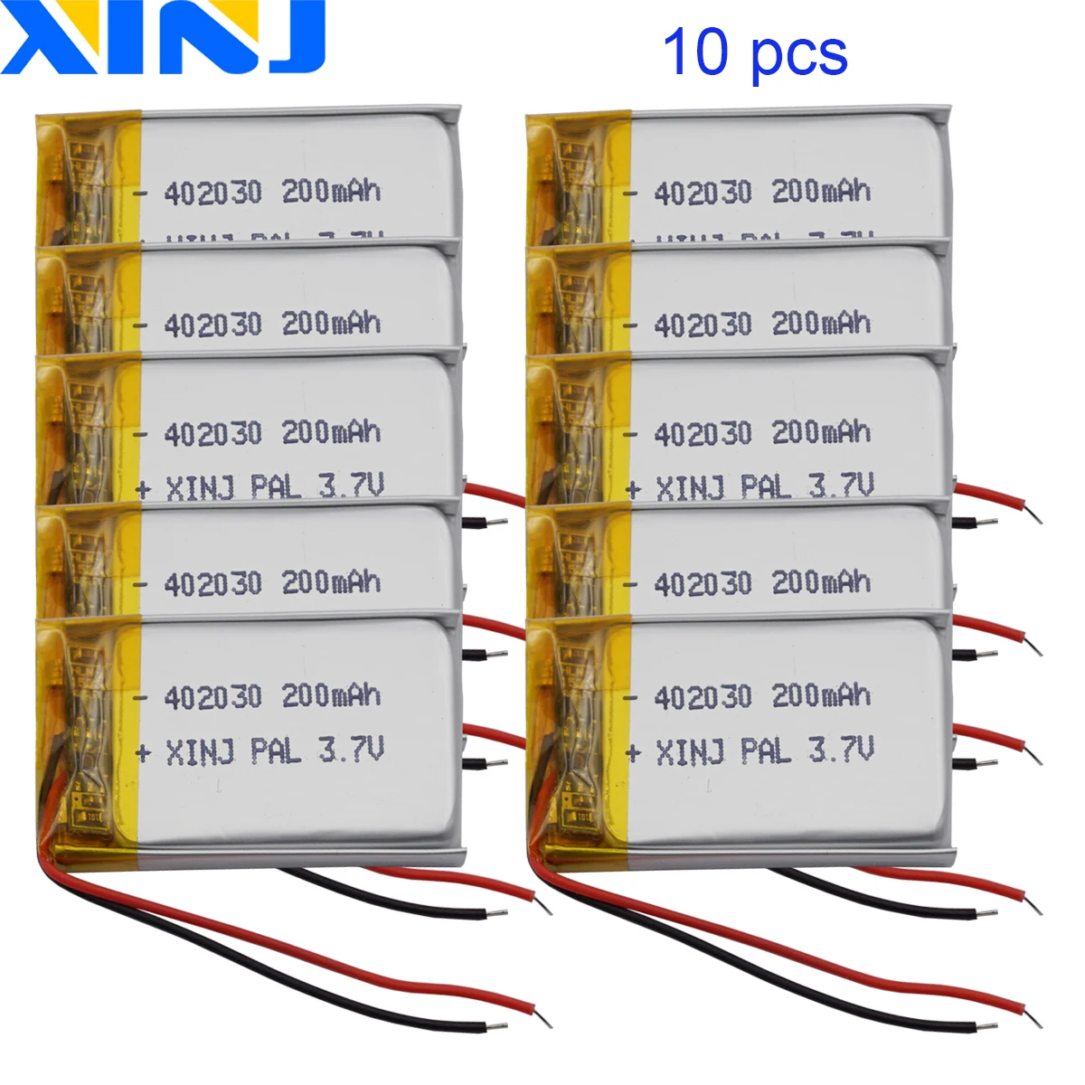 

10pcs 3.7V 200mAh 0.74Wh Polymer Li Lithium Lipo Battery 402030 For MP3 Music Player GPS Sat Nav Car Camera Bluetooth Speaker