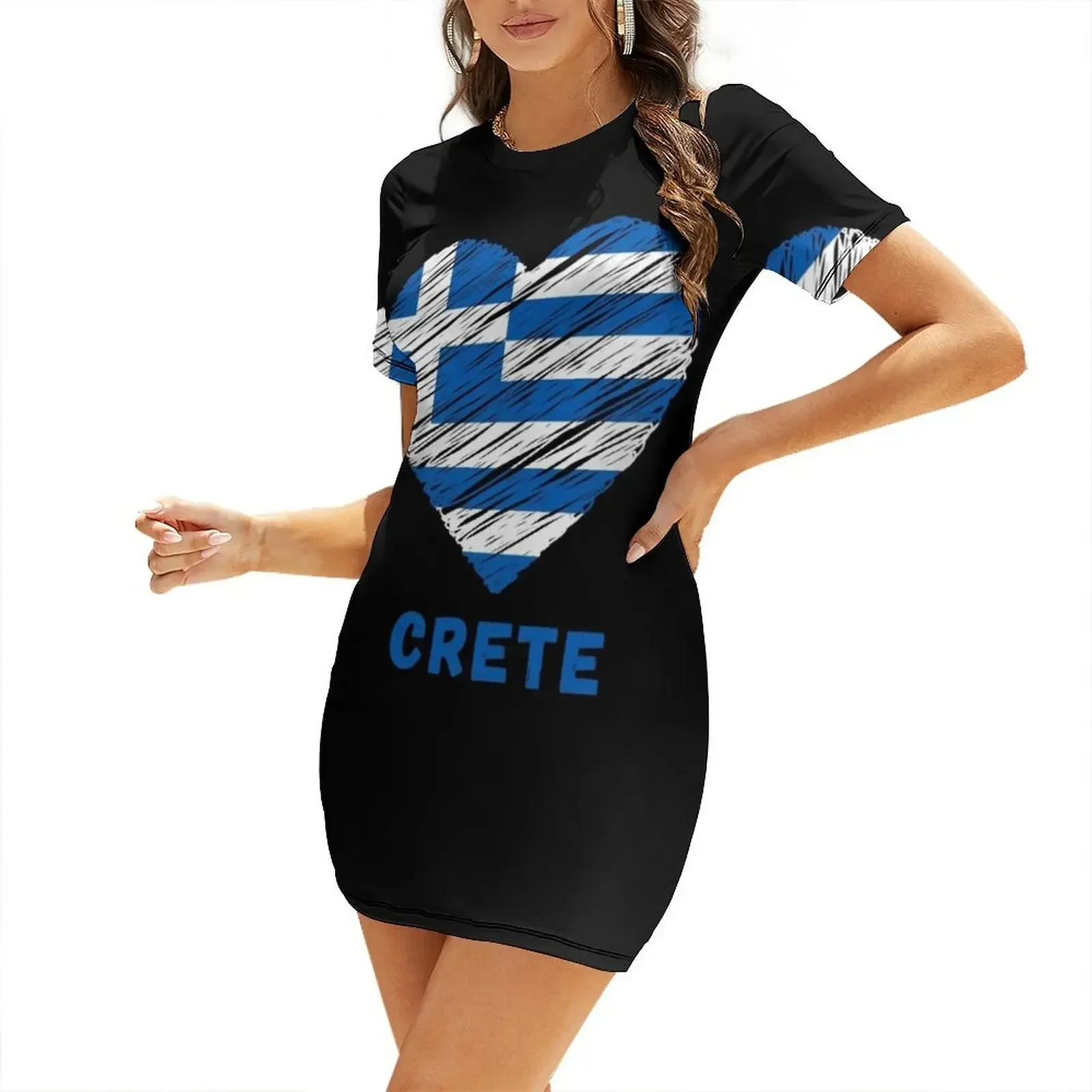 Love Crete Greece Short-Sleeved Dress summer dresses for women 2026 evening dress ladies Woman fashion