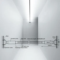 4M 6M 8M 12M Skyline Światło liniowe LED Paski prętowe Lampa wisząca ścienna Wystawa Oświetlenie dekoracyjne do domu Wiele opcji instalacji