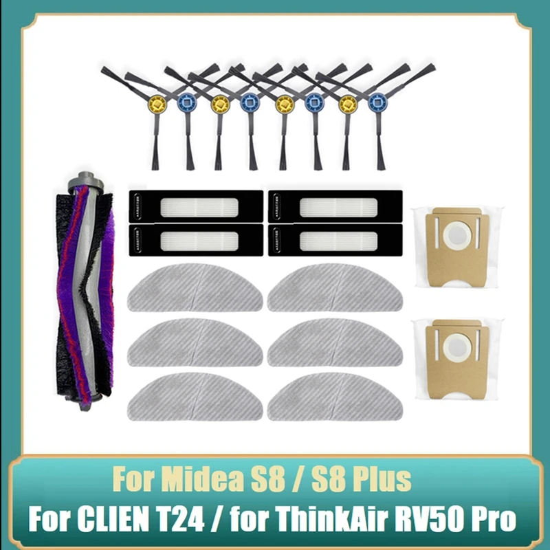 

A15Q-11PCS For Midea S8+ Plus/ Clien T24/Thinkair Rv50 Pro Placement Parts Accessories Main Side Brush Filter Mop Dust Bag