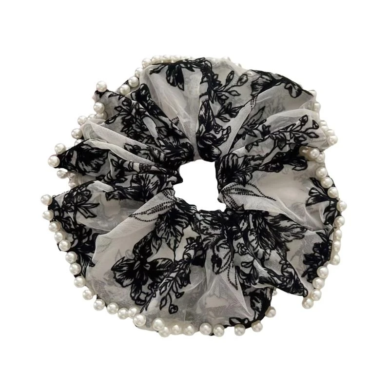 39bb Hair vintage Scrunchy Girl Pearls Coiffe coiffure féminine