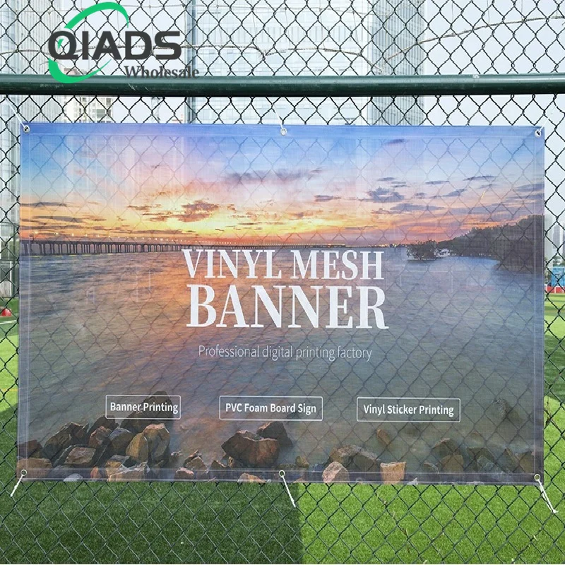 QiAds color banners formulated outdoor spray cloth banners PVC advertising banners waterproof sunscreen vinyl mesh fence flags