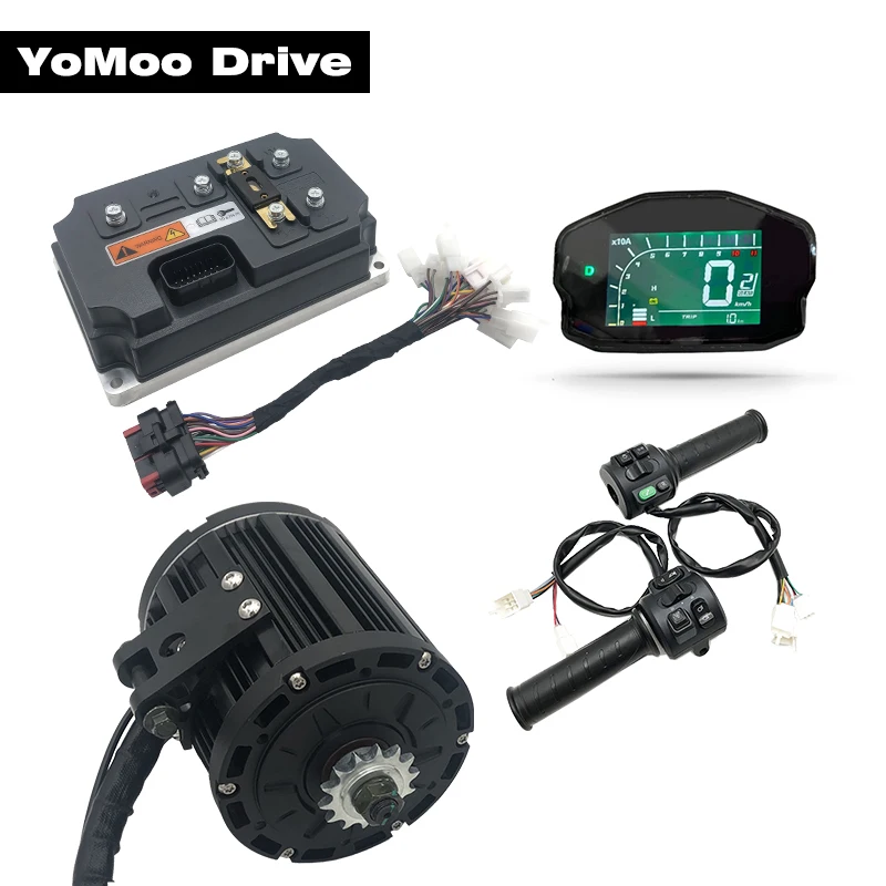 

QS Motor QS138 4KW 90H 72V Peak 13KW PMSM Mid-Drive Motor Kits with EM260S Controller and DKD Display T08 Throttle For E-Moped