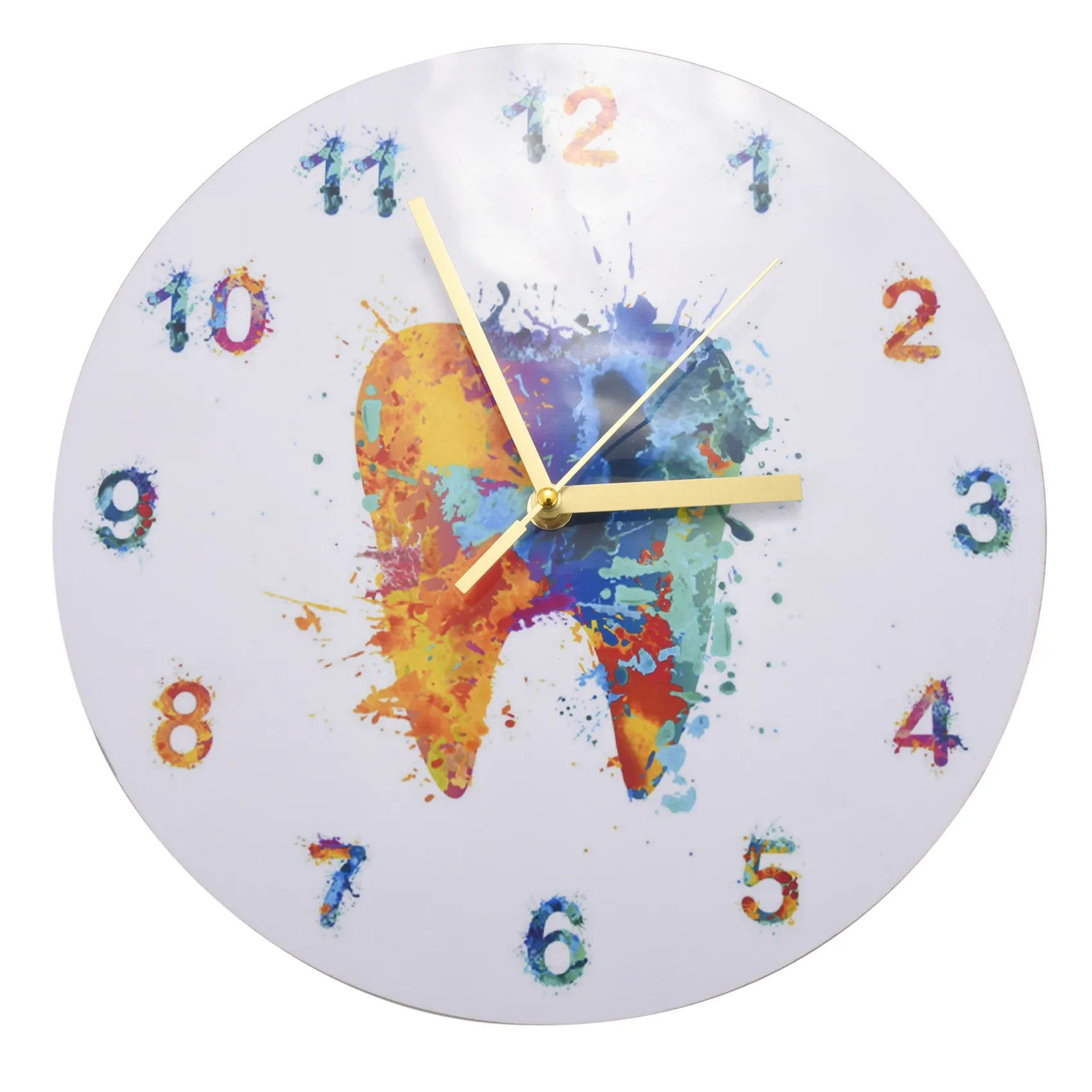 U-VBN-Watercolour Tooth Painting Print Wall Clock Dental Clinic Wall Art Non Ticking Wall Watch Orthodontist Dentist