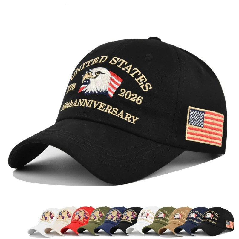 Patriotic USA 250th Anniversary 1776-2026 Bald Eagle Embroidered Baseball Cap American Flag Adjustable Dad Hat for Men Women