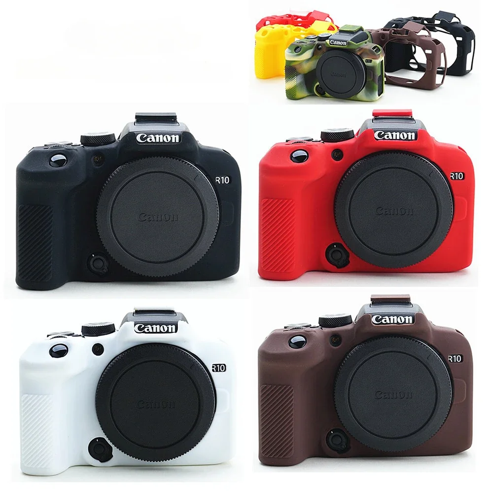 For Canon EOS R10 Soft Silicone Armor Skin Case Camera Bag Body Protective Cover Black Red Yellow White Brown Camouflage Colour