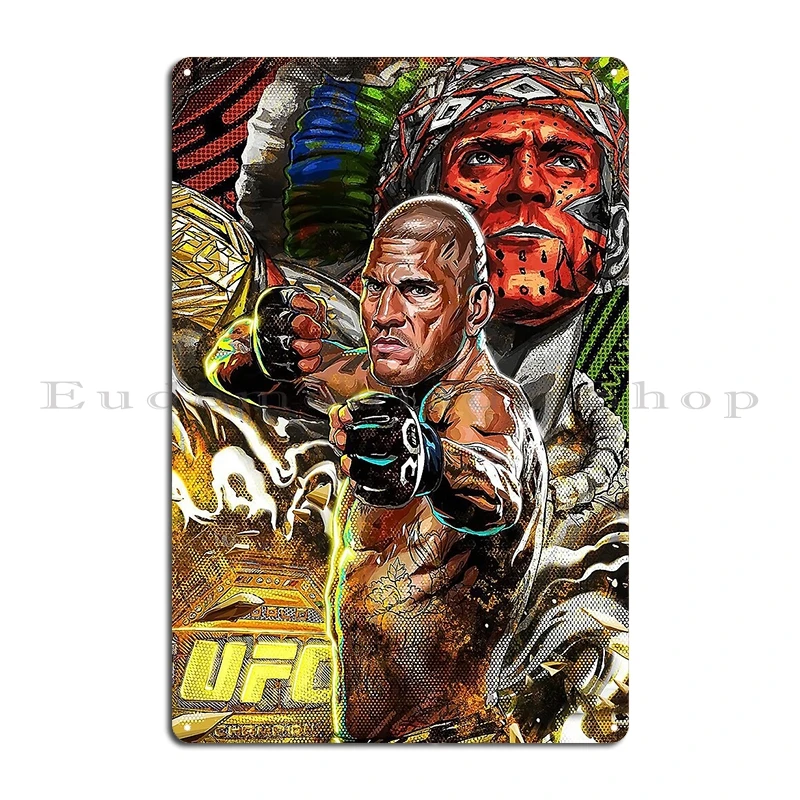 خفيفة الوزن المشارك الرئيسية داستن بوارير الماس مقابل بينوا سانت دينيس علامة معدنية جدار جدارية نادي بار إله الحرب تين تسجيل ملصق #5