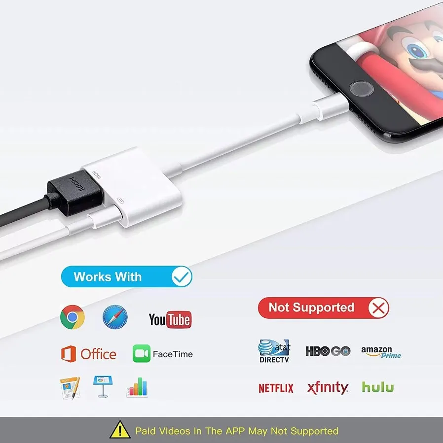 GITFOS-Adapter für Lightning zu HDMI HUB 1080P VideoAudio Sync Screen Converter mit iOS-Ladeanschluss iPhone zu HDMI OTG-Adapter – Detail 2
