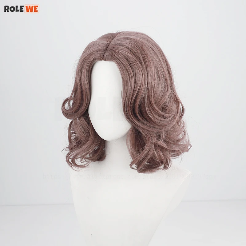 Game Melina Cosplay Wig Taro Color Curly Short Mid Parting Wig Heat Resistant Synthetic Hair Halloween Party Wigs + Wig Cap