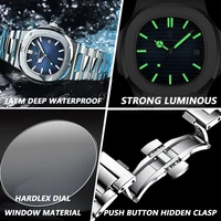 POEDAGAR carré luxe hommes montre-bracelet étanche lumineux Date en acier inoxydable mâle horloge affaires sport montres à Quartz pour hommes 5
