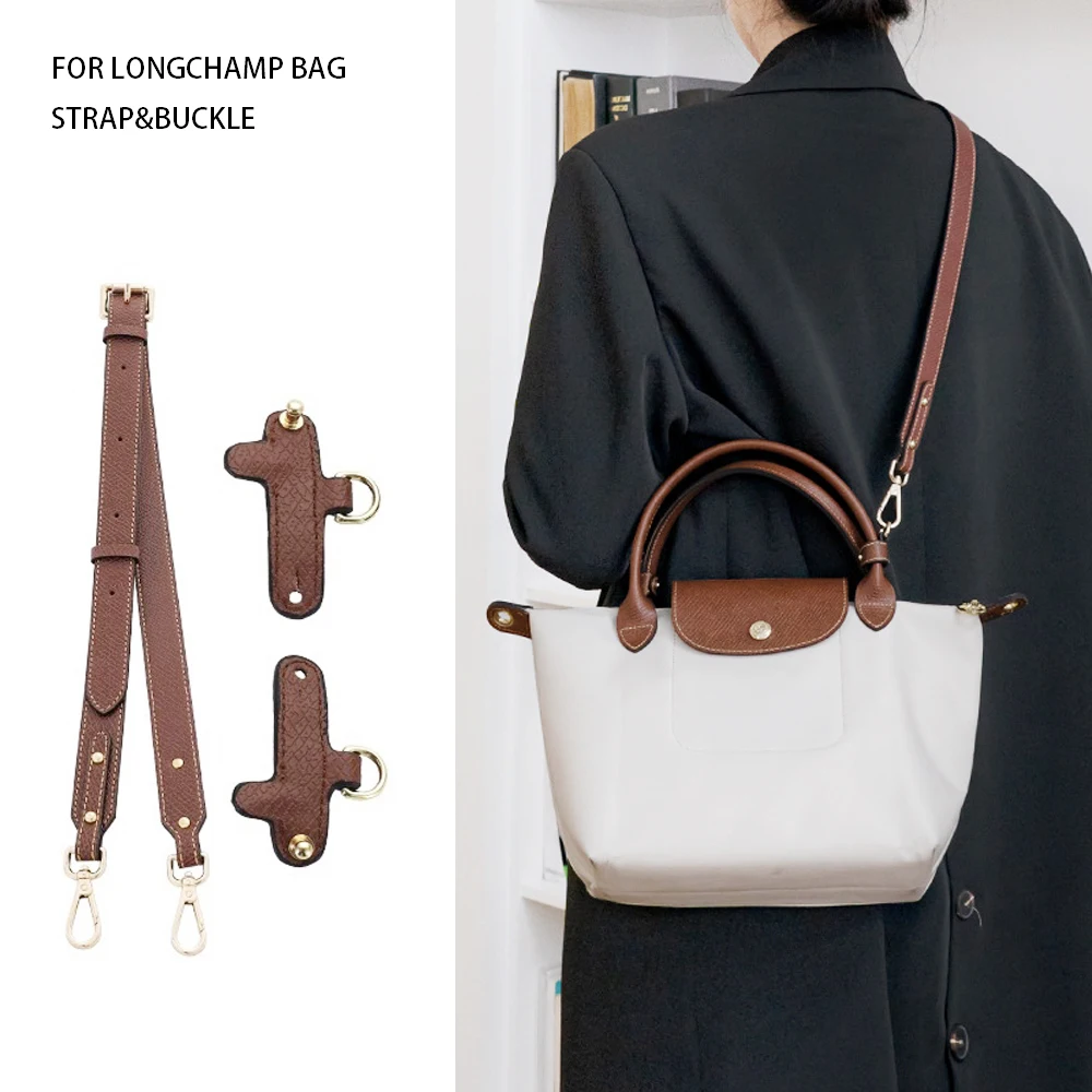 Bag Shoulder Strap For Longchamp Short Handle Bag Free Punching Modified Messenger Strap Adjustable Real Leather Shoulder Strap