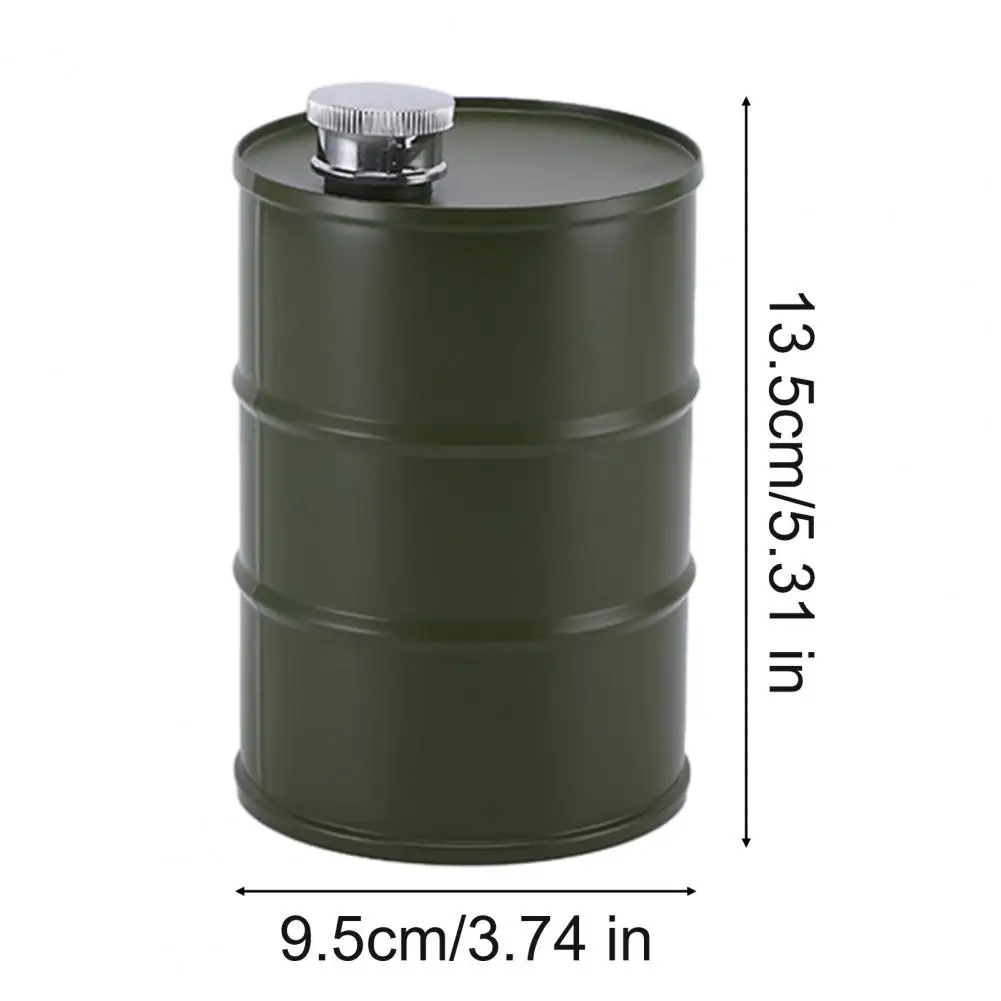 750ML Mini Stainless Steel Oil Drum Barrel Shaped Oil Dispenser Bottle, Leak Proof Industrial Style Oil Storage Can Container