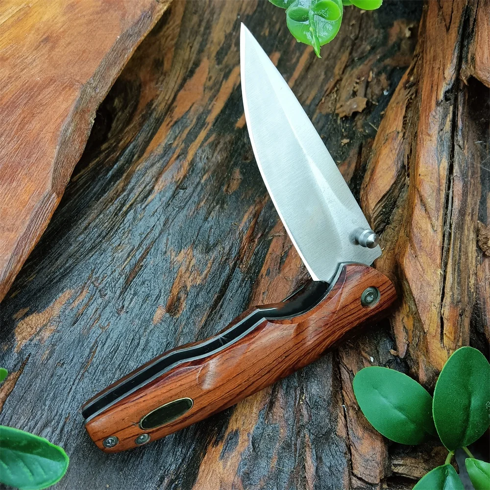 Outdoor BK 269 Combo Pocket Folding Knife 440C Blade Sour Branch Wood Handles Hunting Tactical Knife Camping Defense EDC Tool