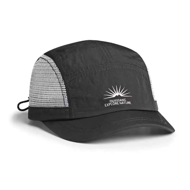 'Exploring Nature' Sunprint Five-Panel Mesh Patchwork Baseball Cap - Quick-Drying, Adjustable Drawstring - Outdoor Sports Sun Ha