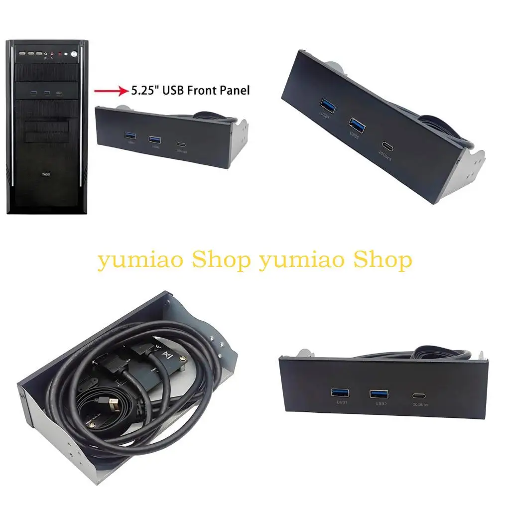 

587B 5.25Inch Drive Bay USB 3.2 And Type C Expansion Panel with Double USB A Port